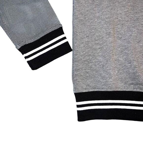 BCBGeneration Womens Sweatshirt Mesh Sleeve Athletic Pullover Retro Gray Large - Picture 6 of 13